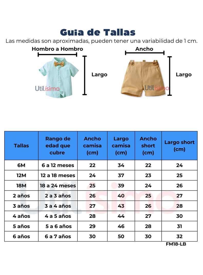 Conjunto de vestir con corbatín y pantalón corto de 6 meses a 6 años-2