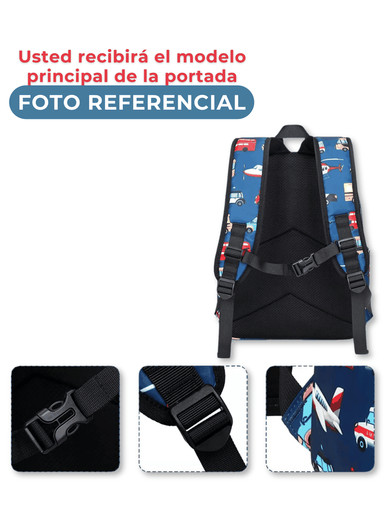 Mochila Infantil 2 a 4 años Jardín Escuela 33cm Niño Niña Dark Blue Bus-3