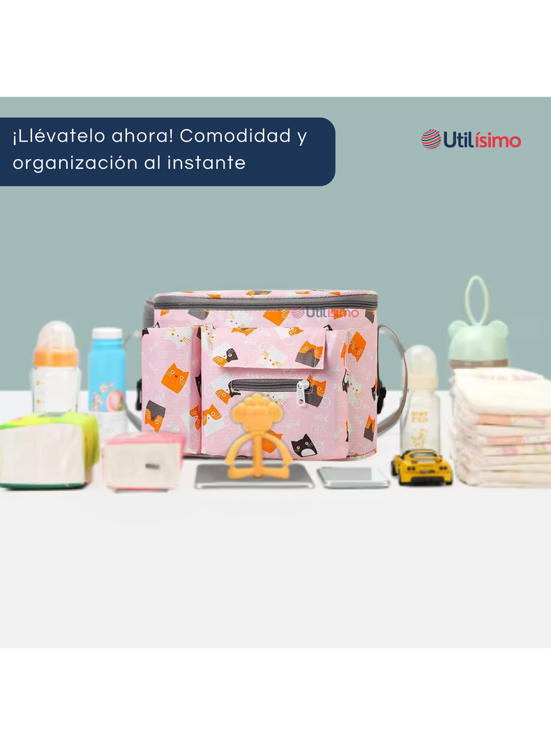 Bolso Maternal Mochila Para Coche Pañalera Bebé Mamá Rosado-4