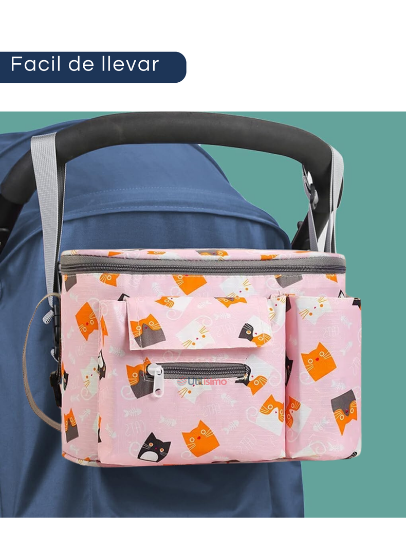 Bolso Maternal Mochila Para Coche Pañalera Bebé Mamá Rosado-5