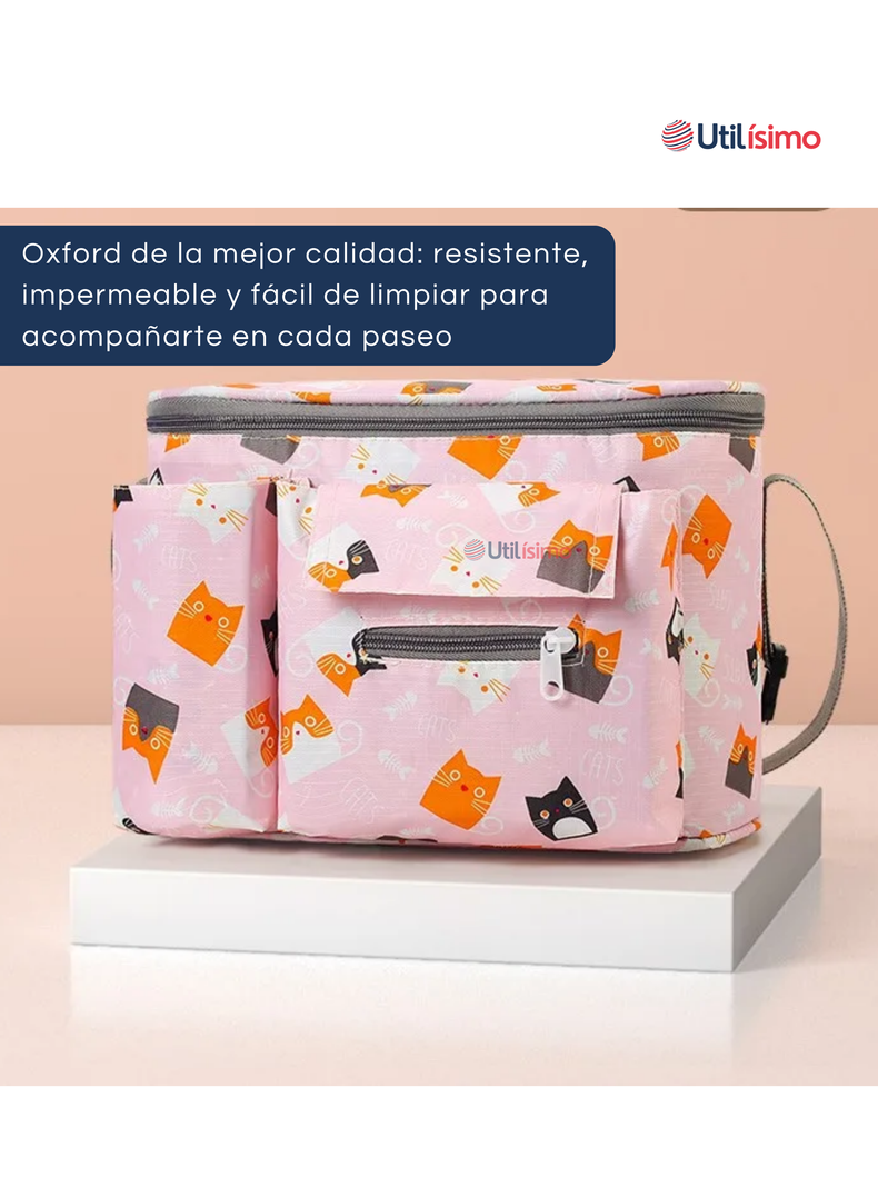 Bolso Maternal Mochila Para Coche Pañalera Bebé Mamá Rosado-6