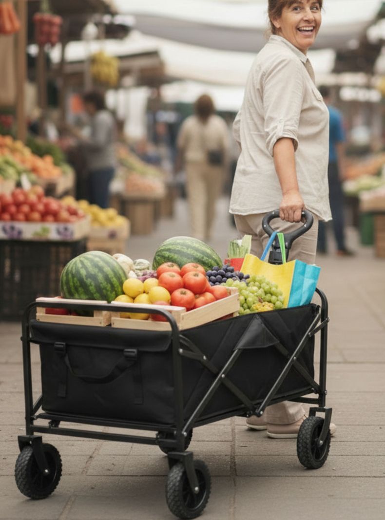 Carrito Compras Plegable Organizador Ideal Para El Camping 100Kg