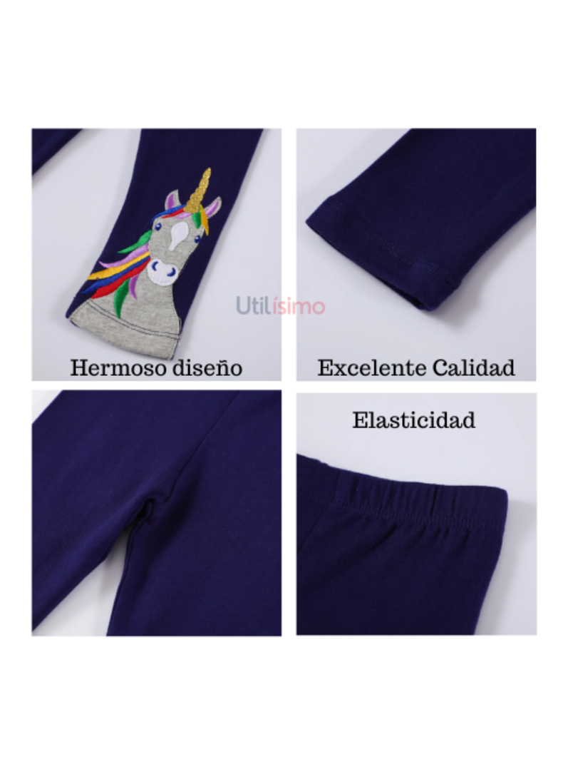 Calzas Niña Unicornio Azul Jump Kids 100% Algodón-5