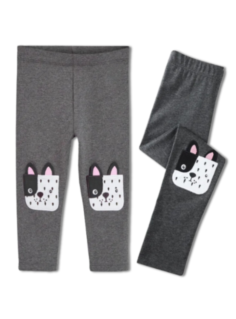 Calzas Niña Perro Gris Oscuro Jump Kids 100% Algodón-0
