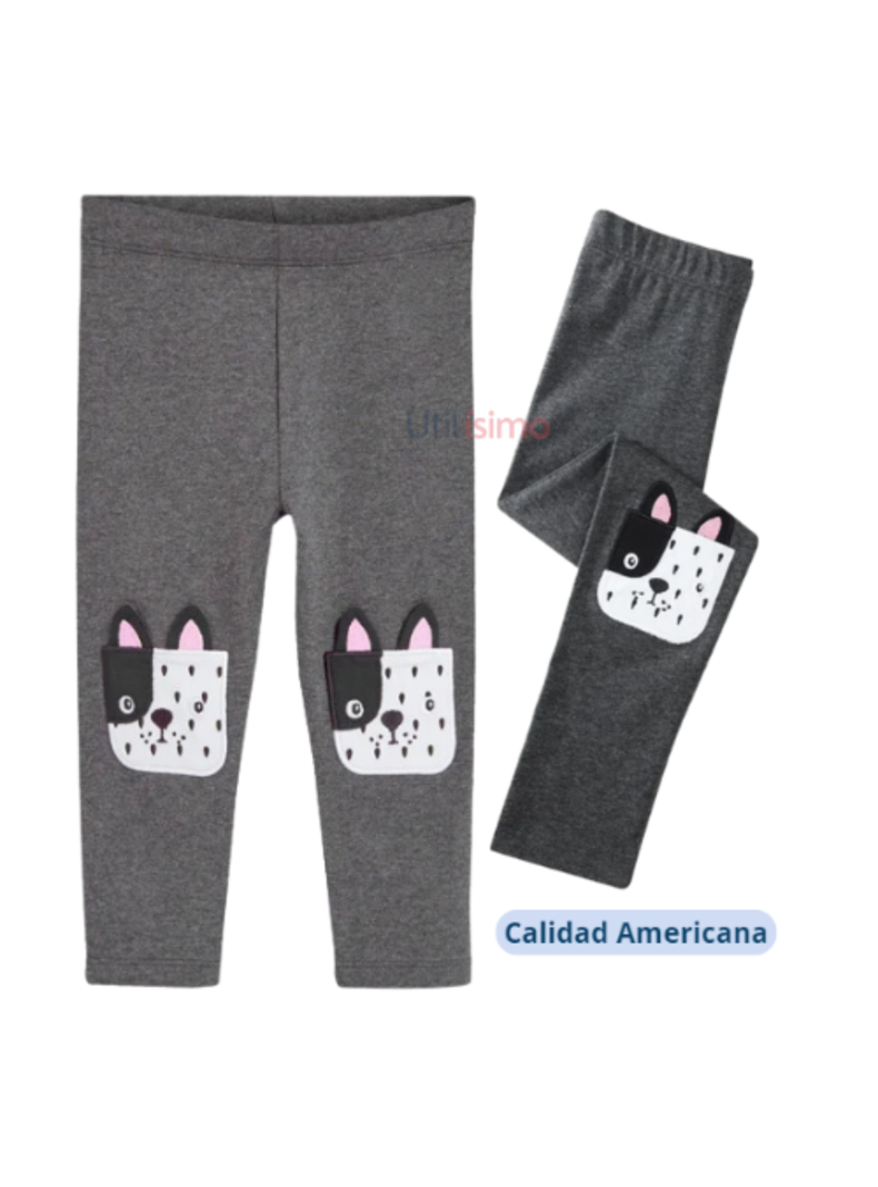 Calzas Niña Perro Gris Oscuro Jump Kids 100% Algodón-1