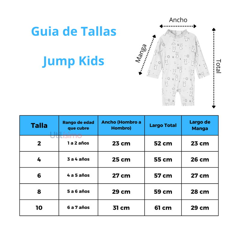Traje De Baño Enterito Manga Larga Niña Jump Kids -2