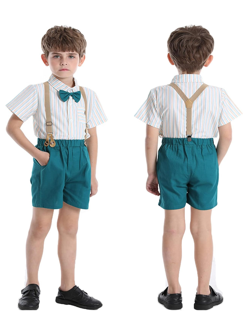 Conjunto de vestir con corbatín y pantalón corto 6 meses a 4 años Azul Cielo-1
