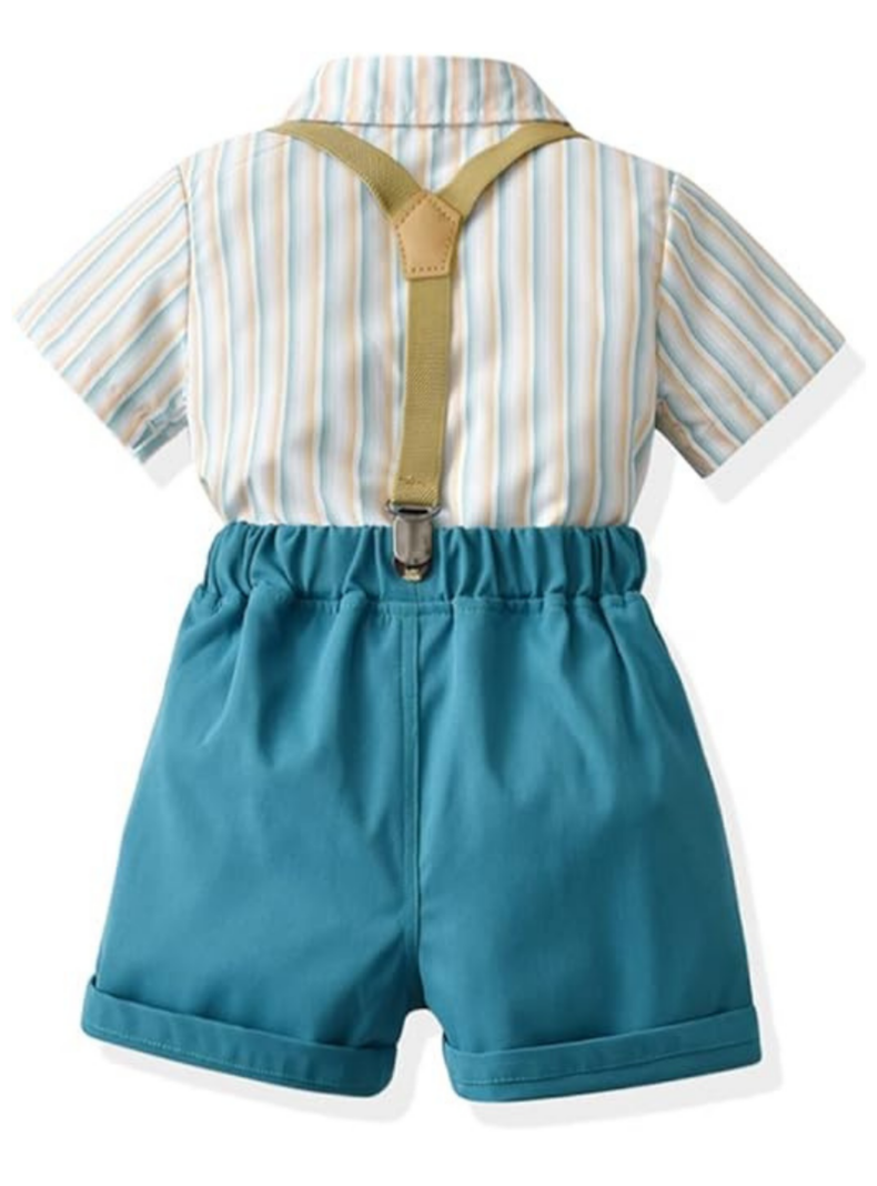 Conjunto de vestir con corbatín y pantalón corto 6 meses a 4 años Azul Cielo-3