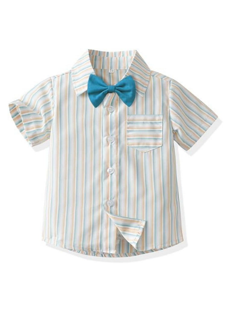 Conjunto de vestir con corbatín y pantalón corto 6 meses a 4 años Azul Cielo-4