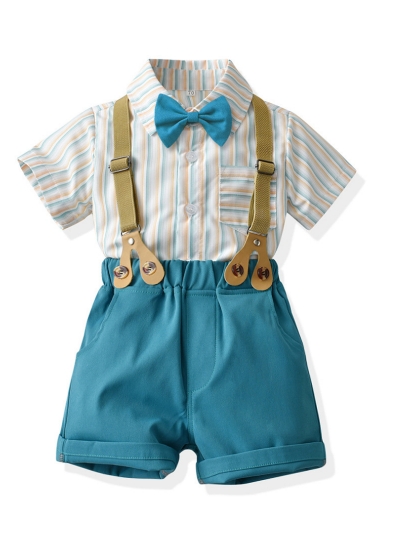 Conjunto de vestir con corbatín y pantalón corto 6 meses a 4 años Azul Cielo-5