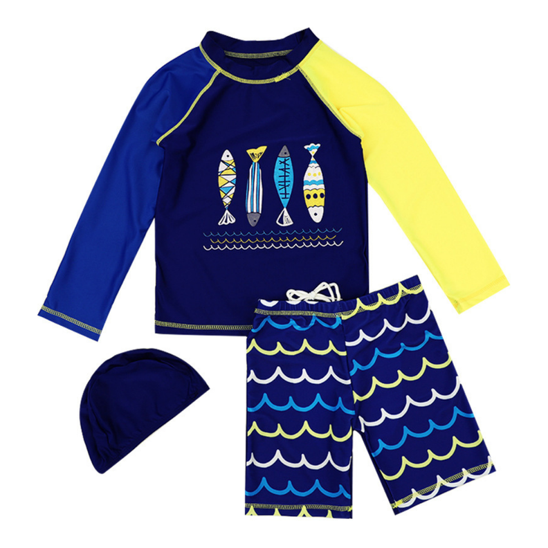 Traje de Baño 3 piezas Manga Larga Niño Jump Kids Peces-0