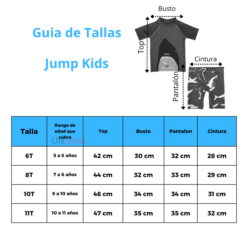 Traje de Baño 3 piezas Manga Larga Niño Jump Kids Peces-6