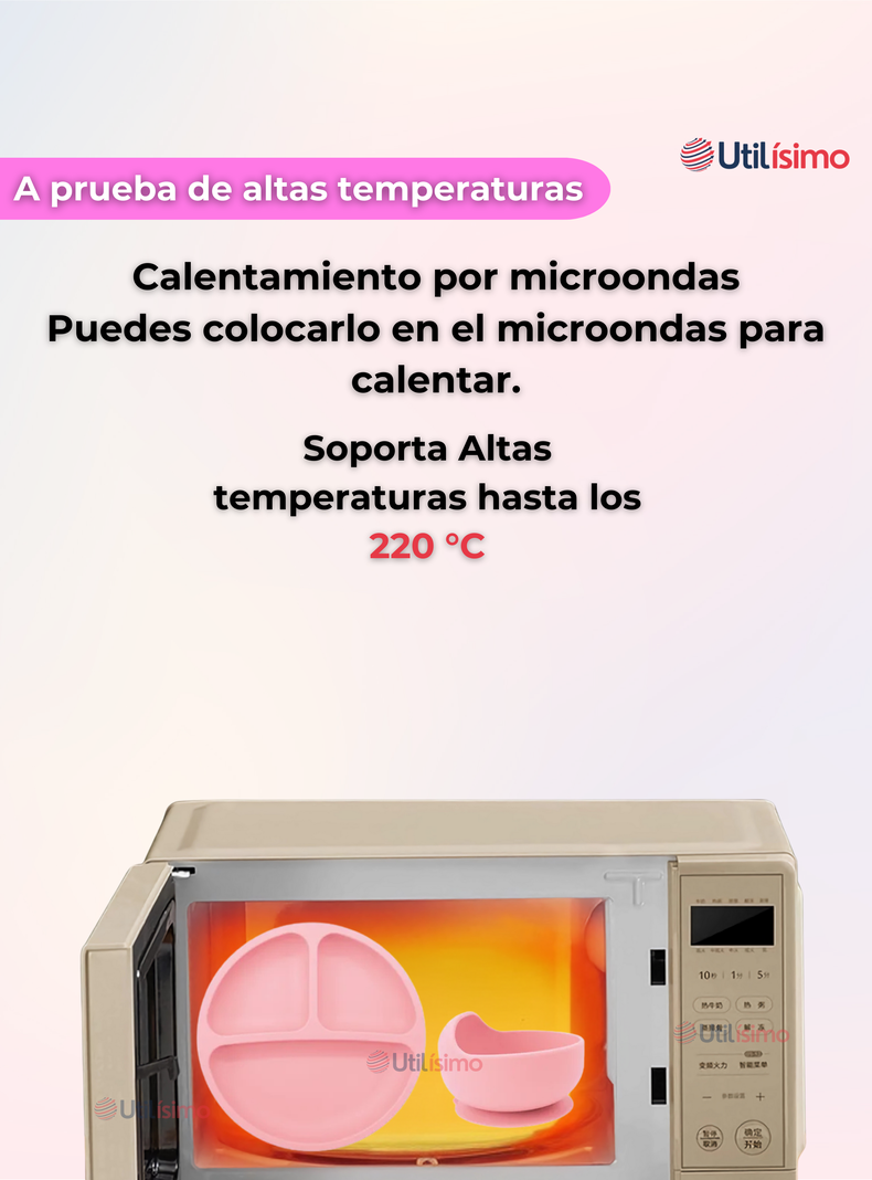 Set De Alimentación Bebé Silicona Con Vaso 11 Piezas Libre BPA Rosa Claro-2