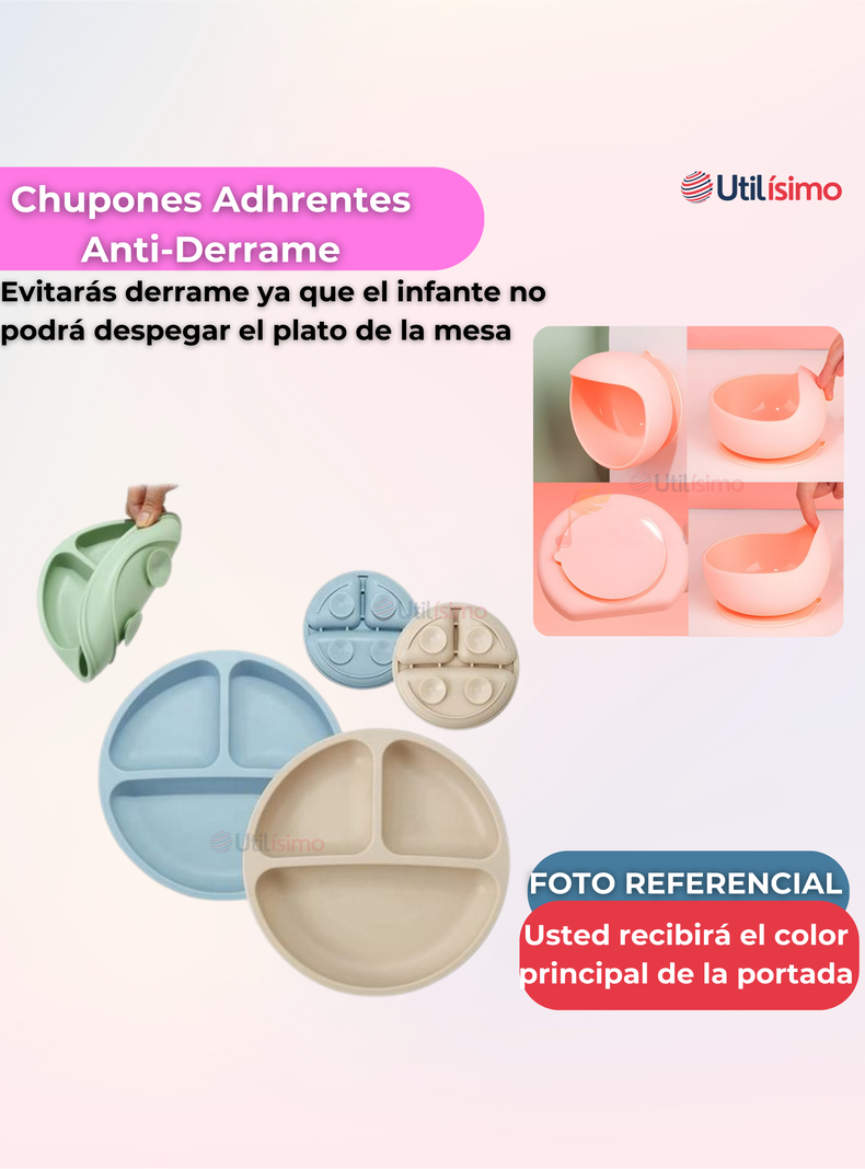 Set De Alimentación Bebé Silicona Con Vaso 11 Piezas Libre BPA Rosa Claro-7