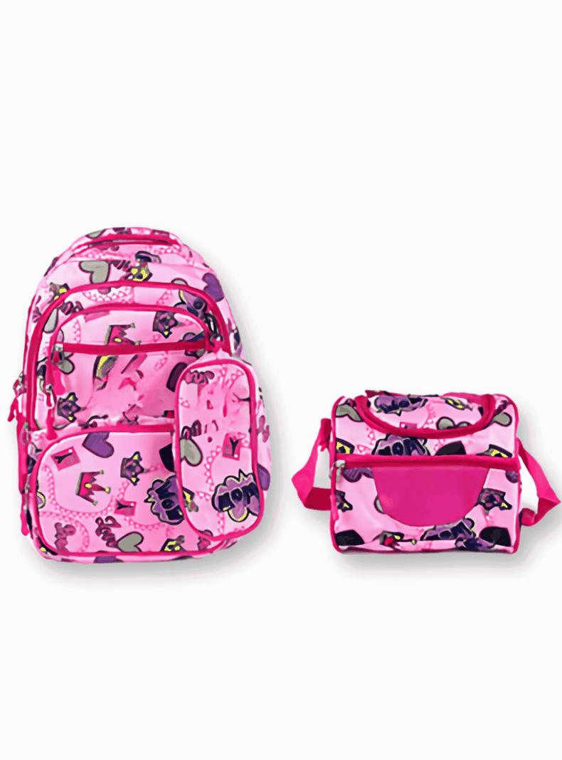 Mochila Con Lonchera Y Estuche 45CM Diseños Variados Niña Soft Pink-0