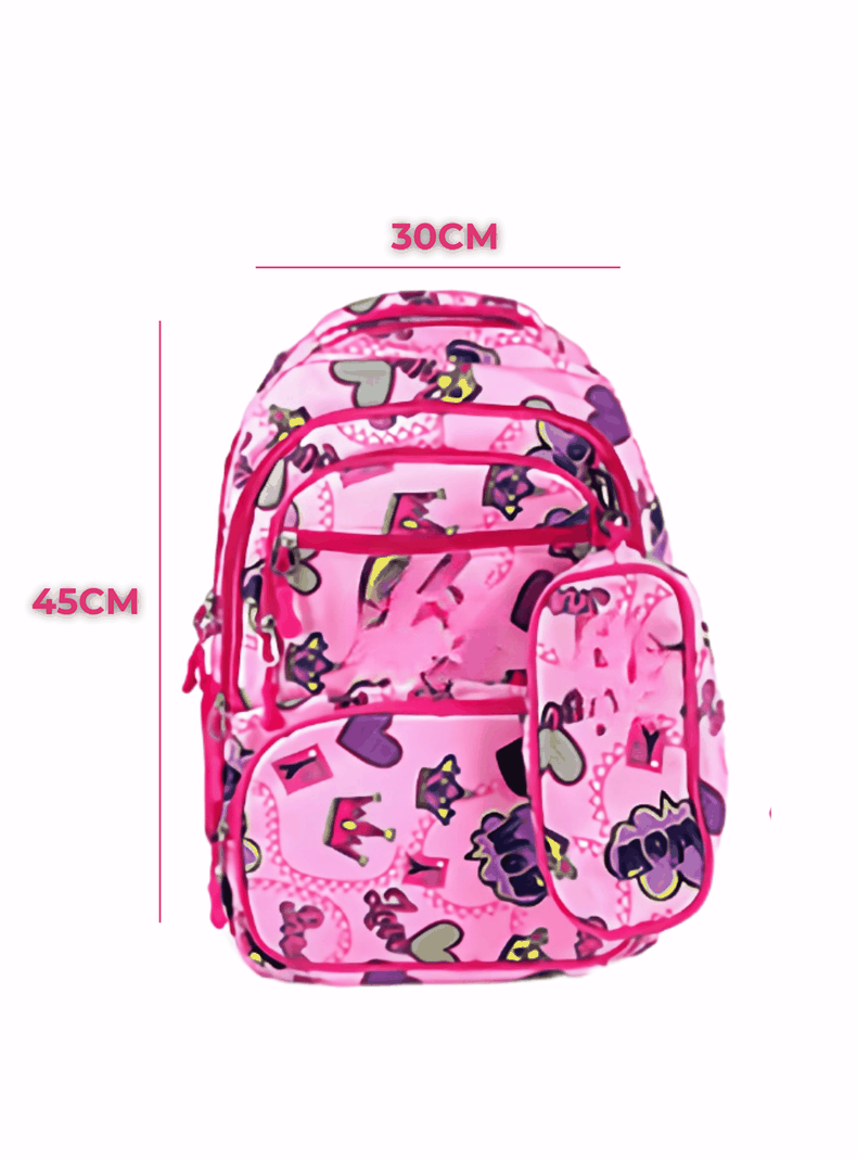 Mochila Con Lonchera Y Estuche 45CM Diseños Variados Niña Soft Pink-1
