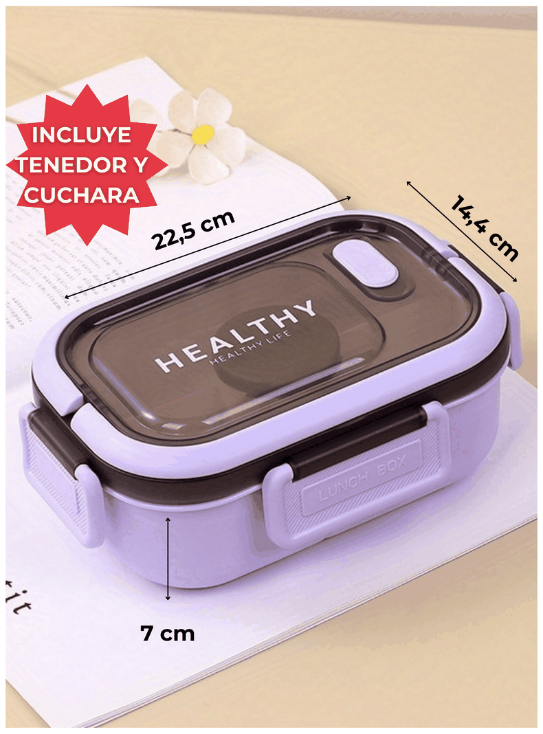 Fiambrera Contenedor 1200 Ml Táper Hermético + Salsera Plástico Purple-1