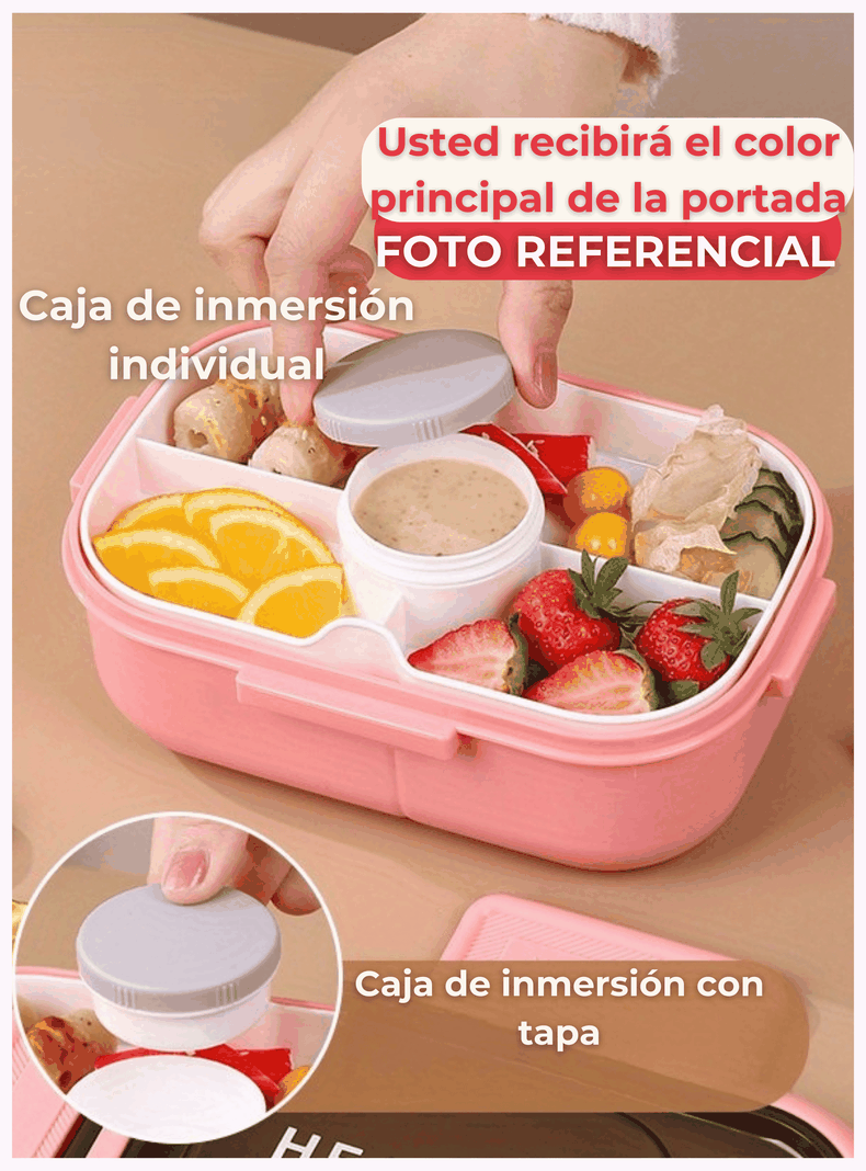 Fiambrera Contenedor 1200 Ml Táper Hermético + Salsera Plástico Purple-3