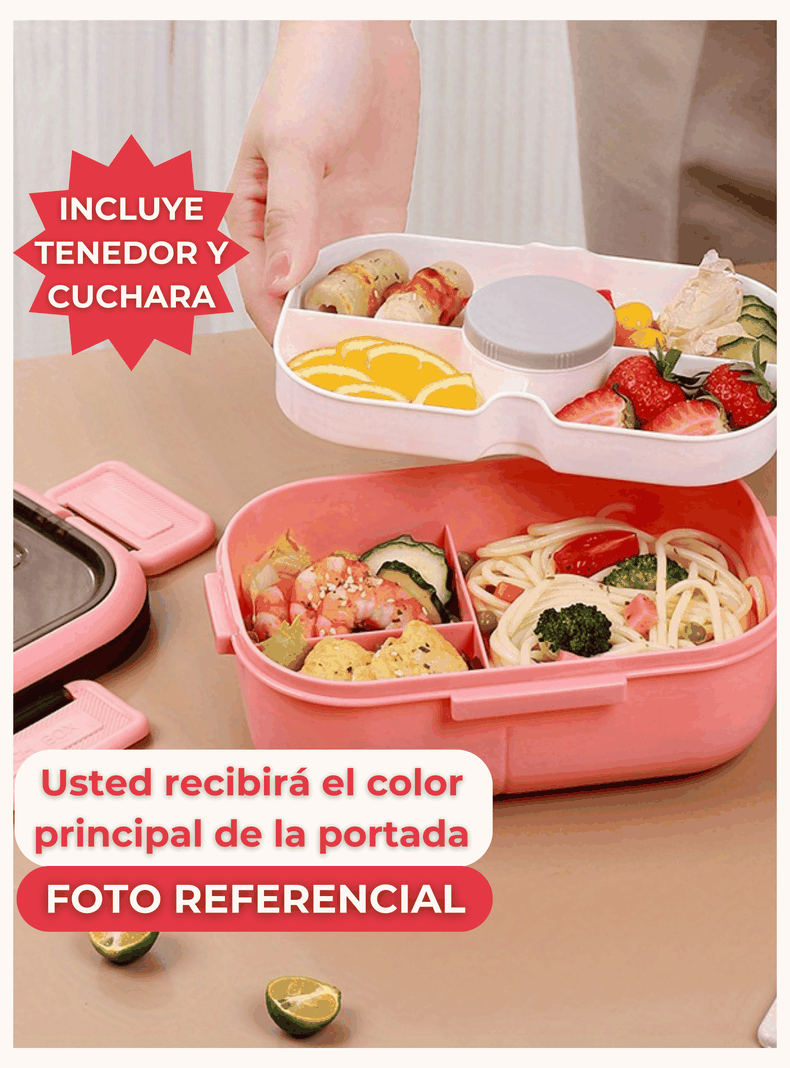 Fiambrera Contenedor 1200 Ml Táper Hermético + Salsera Plástico Purple-4