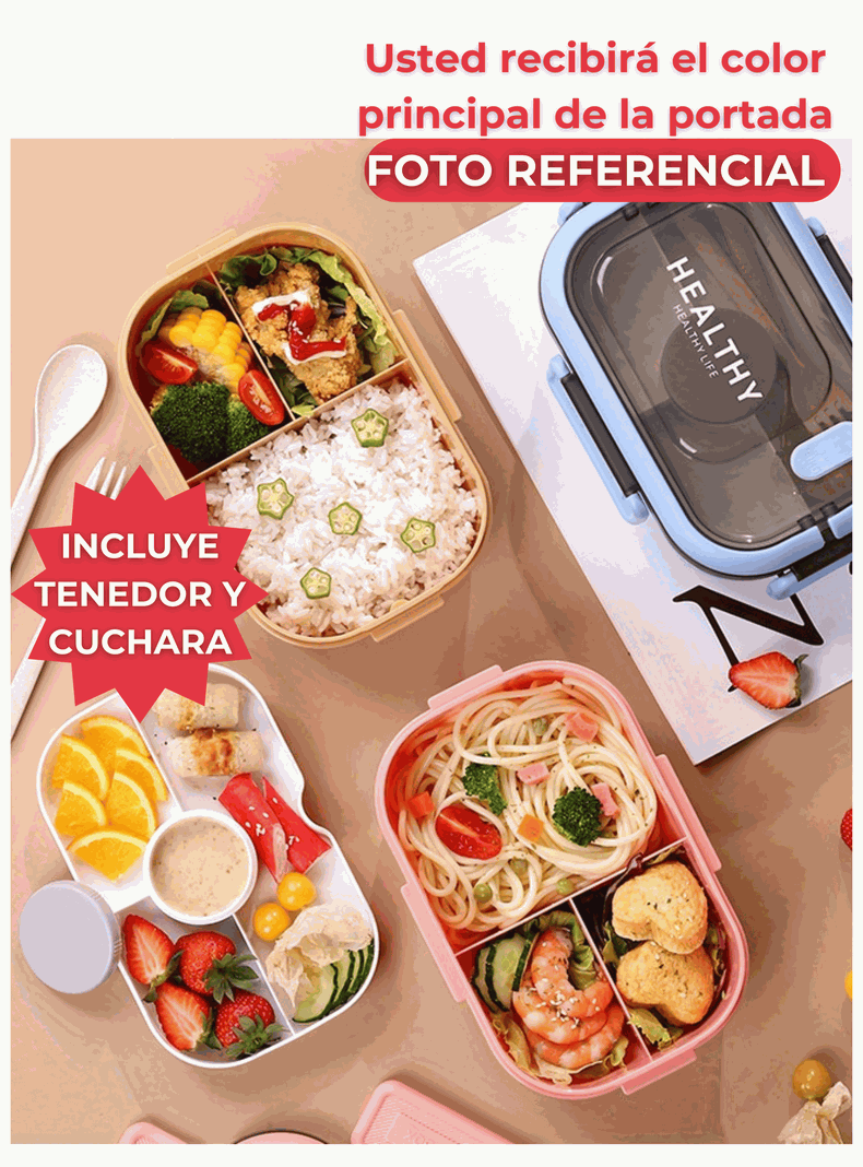 Fiambrera Contenedor 1200 Ml Táper Hermético + Salsera Plástico Purple-5