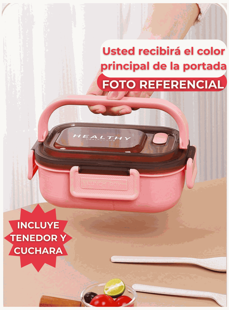 Fiambrera Contenedor 1200 Ml Táper Hermético + Salsera Plástico Purple-6