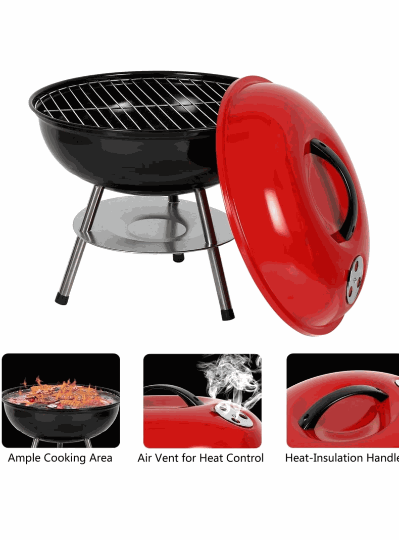 Parrillera Portátil a Carbón Ergonómica Acero Inoxidable-1