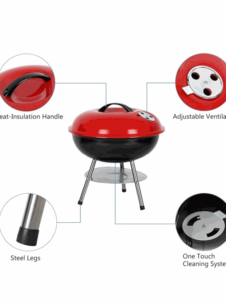 Parrillera Portátil a Carbón Ergonómica Acero Inoxidable-5