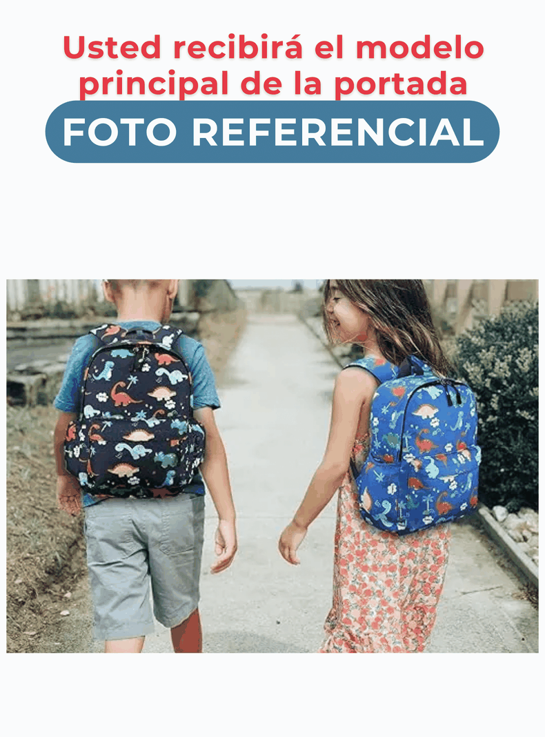Mochila Infantil 2 a 4 años Jardín Escuela 30cm Niño Niña Red Dinosaurs-2