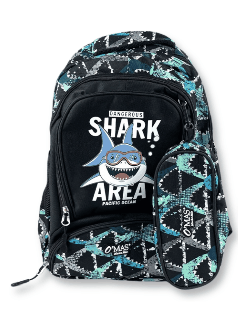 Mochila Con Lonchera Y Estuche 45cm Escolar Niño Shark-3