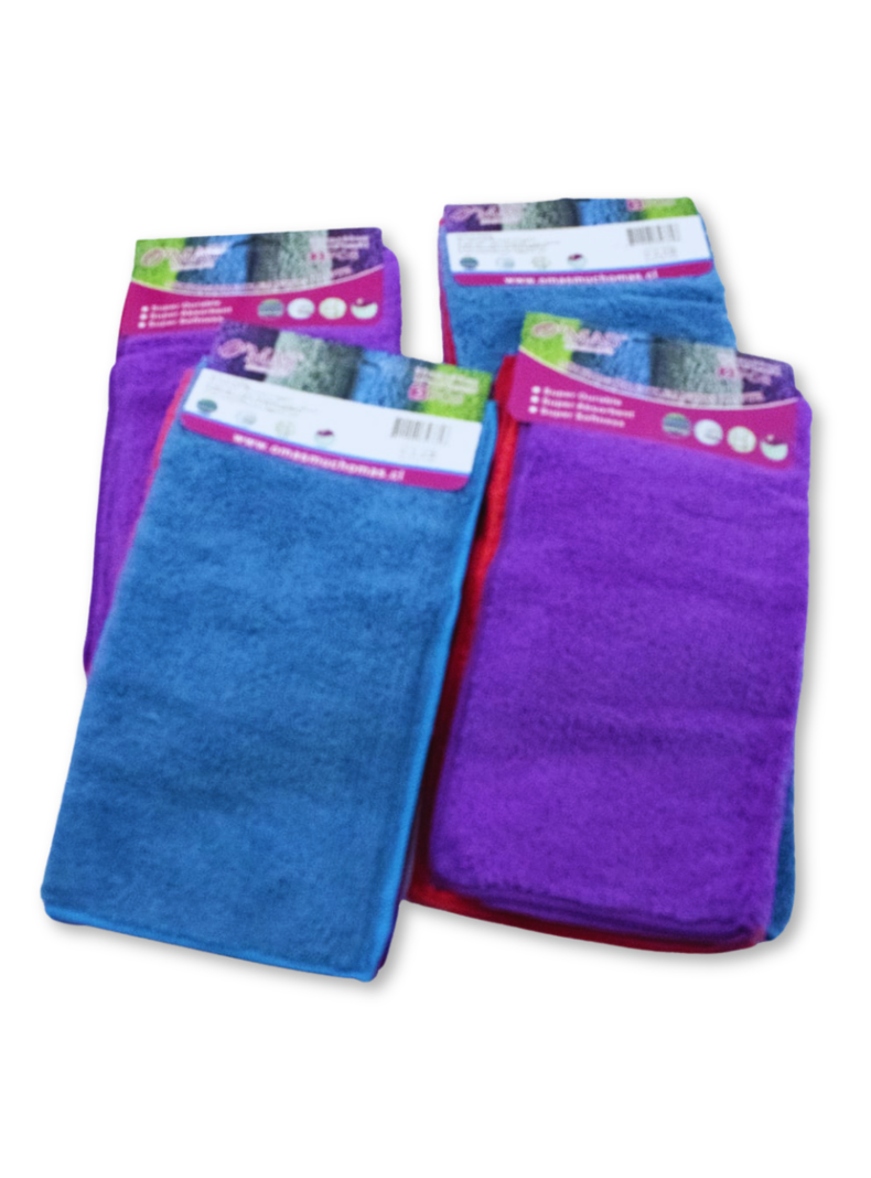 Pack 3 Paño Limpieza Microfibra 30x30 CM Suave Absorbente Colores Surtidos-1