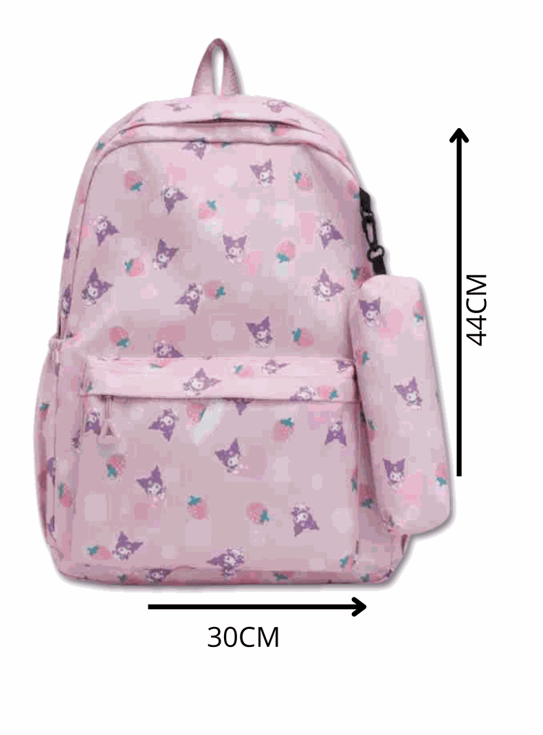 Mochila Kuromi Escolar 44cm Sanrio Estilo Kawaii Pink-1
