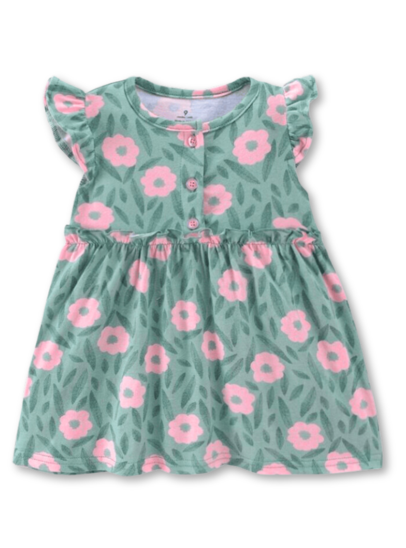 Vestido Sin Mangas Estampado Bebé Niña 9 a 36 Meses Pink Flower-0