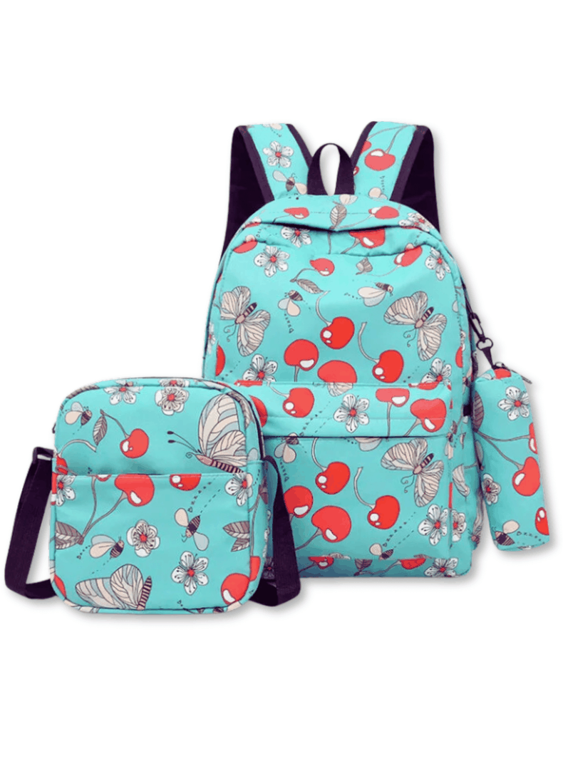 Pack Mochila Lonchera Estuche 43cm Juvenil y Escolar Cherry-0