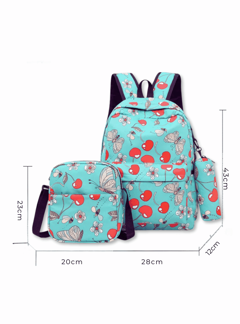 Pack Mochila Lonchera Estuche 43cm Juvenil y Escolar Cherry-1