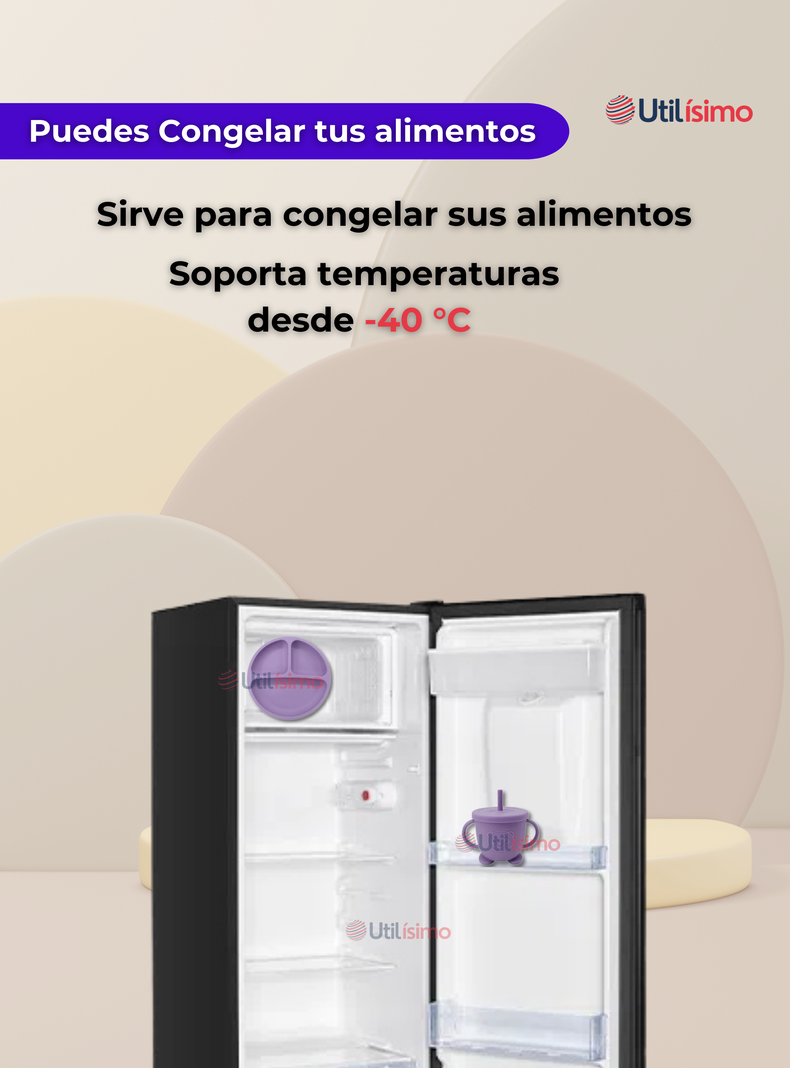 Set De Alimentación Bebé Silicona Con Vaso 5 Piezas Libre BPA Lila-4