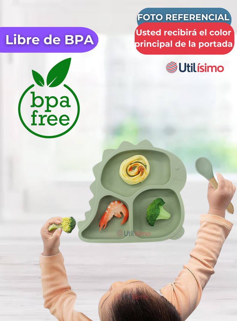 Set De Alimentación Bebé Silicona De Formas 6 Piezas Libre BPA Lila-1