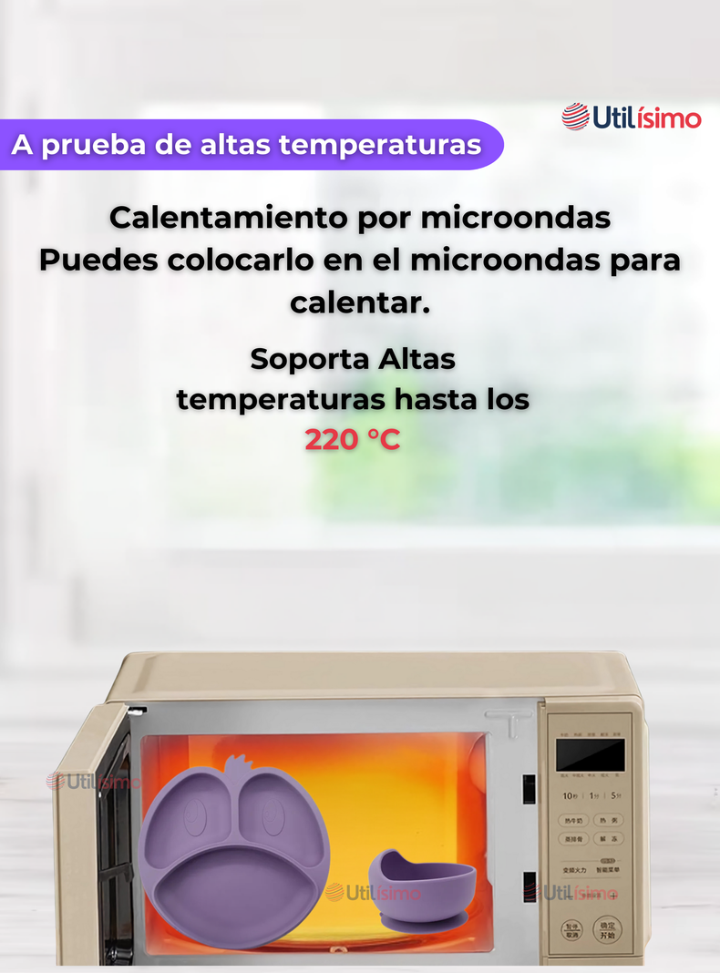 Set De Alimentación Bebé Silicona De Formas 6 Piezas Libre BPA Lila-3