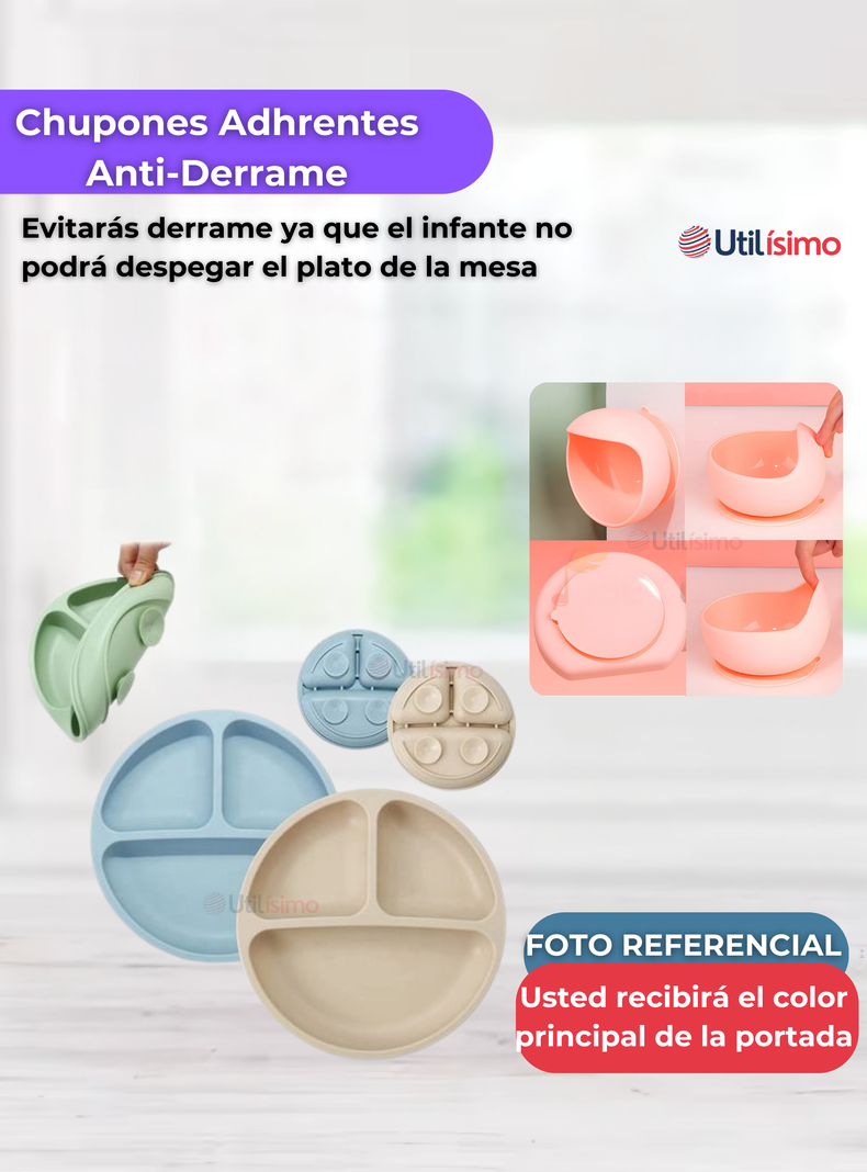 Set De Alimentación Bebé Silicona De Formas 6 Piezas Libre BPA Lila-7