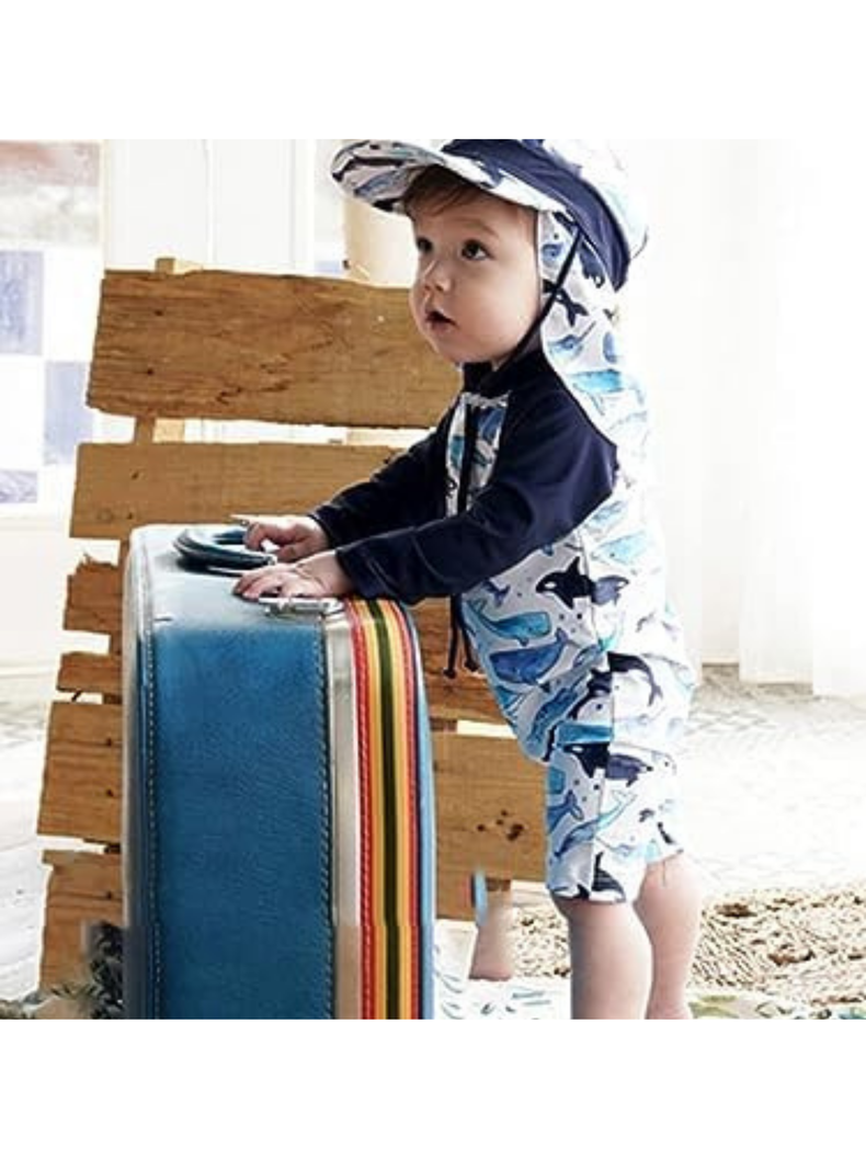 Traje De Baño Enterito Manga Larga Niño Jump Kids Ballena Azul -3