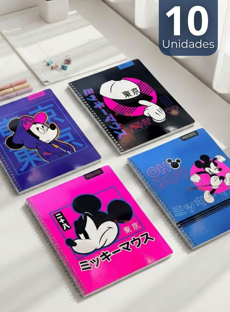 Pack 10 Cuadernos Universitarios Mickey Mouse Pop Proarte 7mm de 100 Hojas Diseños Surtidos