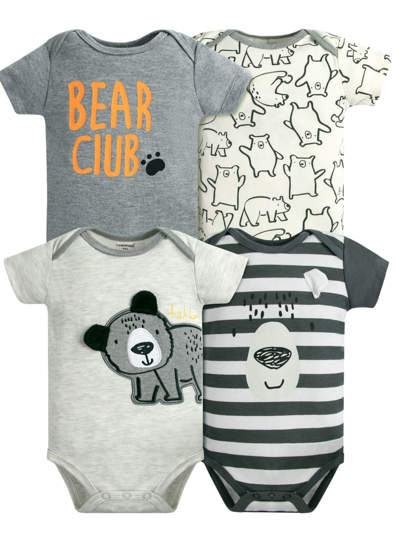 Pack 4 Bodys Nino Manga Corta Tedmimak 100% Algodon Bear Club
