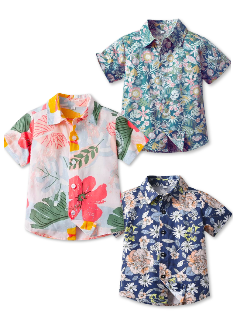 Camisa Hawaiana Manga Corta Niño de 6 Meses a 7 Años Tropical Surtido-1