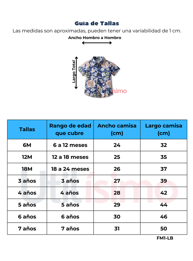Camisa Hawaiana Manga Corta Niño de 6 Meses a 7 Años Tropical Surtido-2