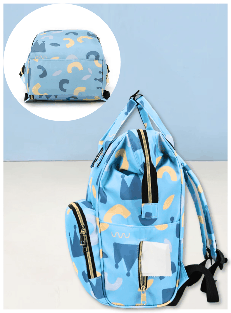 Mochila Maternal Oxford Bolso Pañalera Infantil Térmica e Impermeable Blue Sky-3
