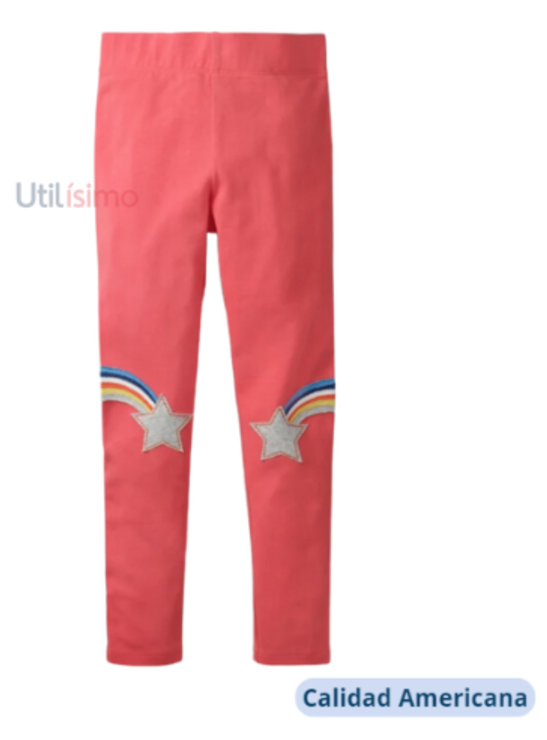 Calzas Niña Arco Iris De Colores Rosa Jump Kids 100% Algodón-1
