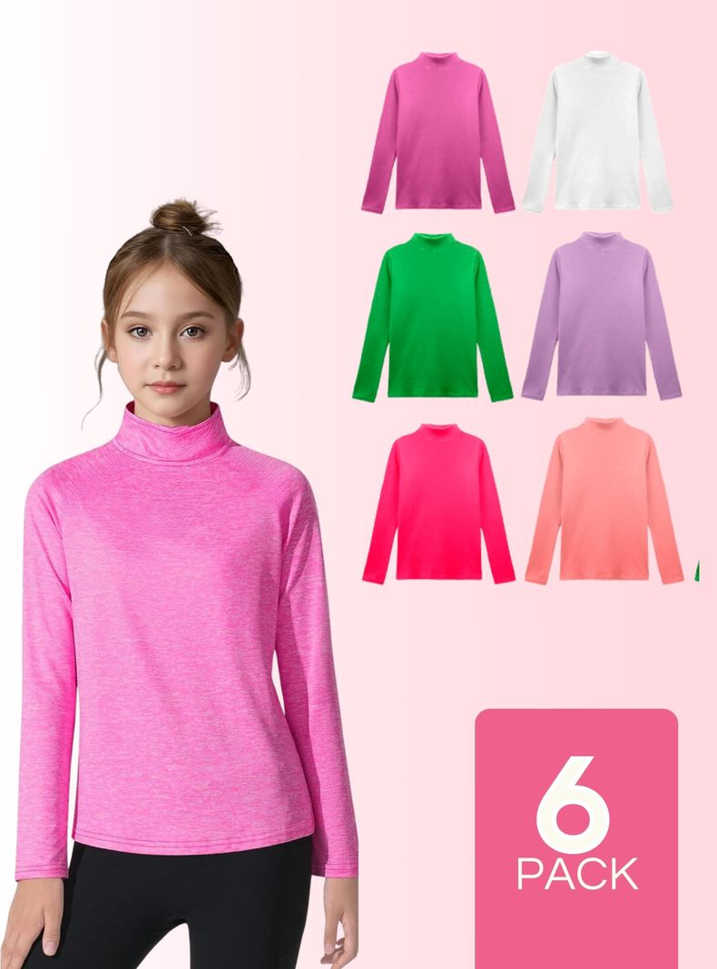 Pack 6 Camisetas Beatle 100% Polar Polera Cuello Alto Colores Surtidos Niña-0