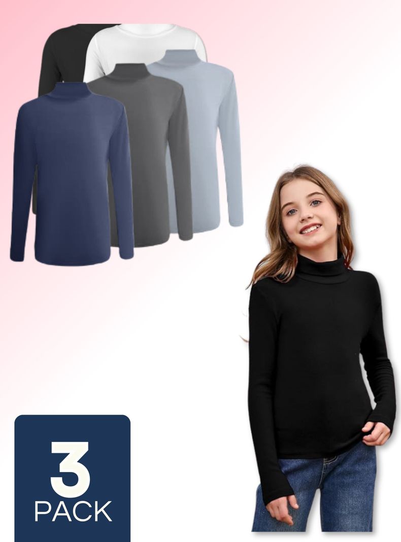 Pack 3 Camisetas Polera Beatle Bambú Niña Primera Capa-0