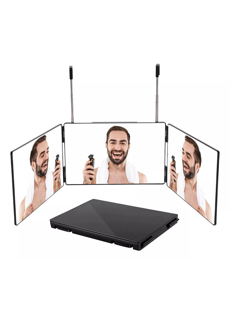 Espejo De 3 Vías De Corte De Pelo Triple De 360° Con Ganchos-1