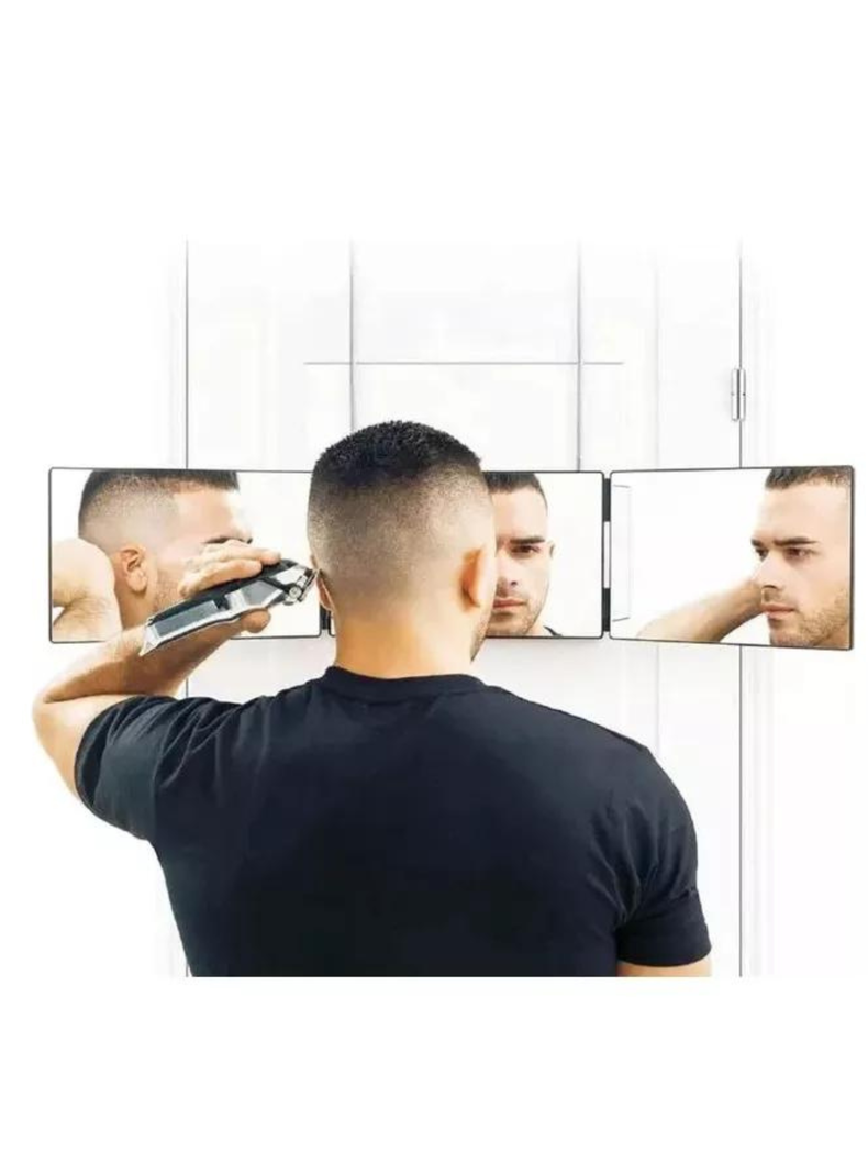 Espejo De 3 Vías De Corte De Pelo Triple De 360° Con Ganchos-4