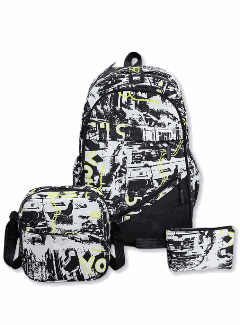 Pack Mochila Lonchera Estuche Grande 46cm Juvenil y Escolar White-0